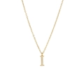 Elegant gold letter I pendant necklace with zircon stones on a thin cable chain - Gold-I
