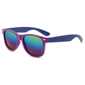 Kids purple sunglasses with blue temples and colorful reflective mirror lenses - Purple Frame Blue Temple/Colorful Mirror