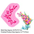 Pink tulip silicone mold for fondant and crafts, measures 8.5x9.3x2.7cm for flower bouquets - 4#B62 Pink Lily Of The Valley Bouquet