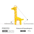 Alloy yellow giraffe charm pendant with orange heart detail for jewelry making - Giraffe Style (PJ92253)