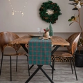 Runner da tavola natalizio con motivo scozzese verde e rosso su legno - Formato personalizzato / Quadri Sandwich Verde Scuro