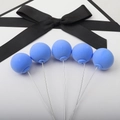 Set of 5 blue clay balloon cake toppers with matte finish on metal rods for party decor - Single Piece / Blue Single Ball