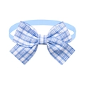 Blue plaid pet bowtie with light blue elastic band for cats and small dogs - Light Blue Plaid Check