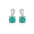 Elegant S925 sterling silver stud earrings with square emerald green gemstone and diamonds - Green Zirconia Stud Earrings
