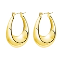 Modern gold hollow water drop earrings with high-polished stainless steel finish - Water Drop Style (EH-280G)