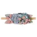 Morandi floral baby headband with fabric flowers and pearls on soft nylon band - Style 28 (28)