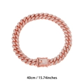 Classic 13mm iced out Cuban link chain in rose gold finish with 40cm length marker - 40CM / Rose Gold