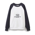 Sudadera raglán de mujer con bordado de Manhattan New York en blanco y azul marino oscuro - S / Blanco