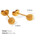 Gepolijste gouden roestvrijstalen oorknopjes, 5,5 mm diameter en 1,2 g gewicht - Goud