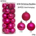 Magenta 6cm Christmas balls set of 24 pieces in shiny matte and glitter finishes - 24-Piece Set (6cm) / Rose Red