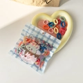 Colorful elastic mini hair bands for kids in a heart-shaped tray and cute bag - Soft Pastel Mix