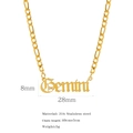 18K gold plated stainless steel Gemini zodiac necklace with old English font - Gemini / Gold