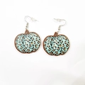 Pendientes de calabaza con estampado de leopardo verde y girasoles para estilo otoñal - G27 Calabaza Leopardo Azul
