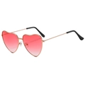 Occhiali da sole retrò a cuore con montatura in metallo oro rosa e lenti rosa sfumate - Oro Rosa Sfumato Rosa