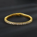 Bracciale tennis classico placcato oro 18 carati con zirconi brillanti su base scura - Collana Larghezza 4mm/Lunghezza 45cm / Oro