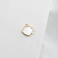 Elegant 18k gold plated flower pendant with white shell inlay for DIY jewelry design - Heart Shape 13mm