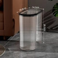 Narrow transparent trash can with vertical stripes and black rim for small gaps - Press Top Lid Style / Clear
