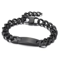 Bracciale cubano in acciaio inossidabile nero opaco con piastra ID e chiusura a scatto - Colore Nero Sabbiato (KB149829)