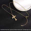 Gold titanium steel cross necklace featuring sparkling pavé cubic zirconia pendant - Cross No.2 Gold (A290)