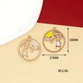 Detailed size view of DIY bunny and floral charms with 30mm x 27mm dimensions - Rabbit on Swing