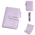 Short lavender purple bifold wallet with snap closure and multi-card slot compartment - Purple
