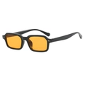 Retro rectangle sunglasses with glossy black frame and vibrant orange lenses for street style - Black Frame Orange Lens