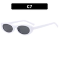 Weiße Retro-Sonnenbrille Modell C7 in ovaler Form mit dunklen Gläsern im Vintage-Stil - Weißer Rahmen Graue Gläser