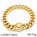 Golden titanium steel Cuban chain bracelet with CNC diamond inlay and polished clasp - Model B Gold Rhinestone Buckle (KB169881-Z)
