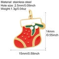 Christmas stocking stainless steel pendant with dimensions and hole size details - Christmas Sock (G28)