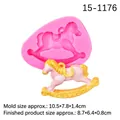 Pink silicone mold for rocking horse cake topper and DIY fondant decorations - Rocking Horse Style (15-1176) / Pink