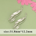 Silver tulip flower charms in 31.8mm x 12.2mm size for DIY earring and necklace jewelry - Tulip Pendant / Silver