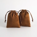 Brown velvet drawstring pouch for jewelry storage and gift packaging - Brown