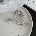Polished silver metal hair claw clip in a streamlined abstract minimalist design - 21# Linear Style Silver