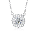 Moissanit Sonnenblumen-Halskette aus S925 Silber mit strahlendem Heiligenschein aus Diamanten - 925er Silber / Weißgold