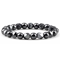 Faceted hematite and tiger eye beaded bracelet in gunmetal black for men and women - All Hematite Style (Style 2)