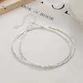 Collar de doble capa en plata de ley 925 con cuentas plateadas y dije de corazón - Plata (Sin perla)
