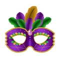 Purple Venetian masquerade mask with glitter trim and colorful feathers for parties - Carnival - Magic Eye