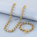 Set di gioielli in acciaio al titanio dorato con catena da 10mm e chiusura a levetta - Collana 50cm / Stile B Oro