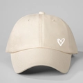 Casquette de baseball unisexe en coton beige avec motif cœur blanc et visière courbée - Taille unique / Beige