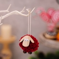 Kreativer roter Wollfilz-Schaf-Anhänger mit Holzdetails für Weihnachtsbaumdekorationen - Rot