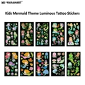 Luminous mermaid tattoo stickers for kids with colorful sea creatures, set of 10 sheets - 10 Sheets Y Luminous Mermaid Set