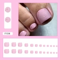 Uñas postizas para pies rosa brillante con lentejuelas doradas y guía de tallas - F104 Rosa Brillante (Tipo Pegamento)