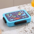 Portable light blue dinosaur lunch box for students with secure black side clips - 1200ml Blue Dinosaur