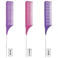 Set di 3 pettini per colpi di sole viola con coda in metallo, misure piccola, media e grande - Piccolo / Viola Rosa Viola