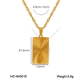 Golden titanium steel heart pendant necklace with 40+5cm chain dimensions and model data - Rectangle Style (HC-N40010) / Gold