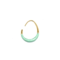Detailed view of C-shaped 18K gold earrings with mint green marble enamel inlay - 30*22mm / Half Wrap Style / Green