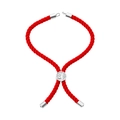 Red braided rope bracelet with silver tree of life charm and adjustable slide knot - Bracelet: 28