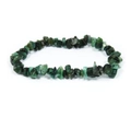 Elastic handmade bracelet featuring natural polished green stone chips for women - Ruby Zoisite