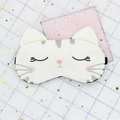 Cute white cartoon cat sleeping eye mask with soft plush fabric and 3D ears - Cute Cat White