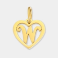 Pendentif en cœur acier inoxydable doré avec lettre W pour création bijoux DIY - Lettre W